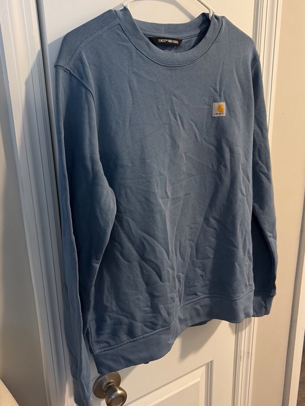 Carhartt Light Blue Crewneck Sweatshirt with Chest Logo Patch